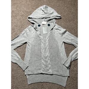 NWT Anthropologie Flip Side Hoodie XS Gray Polka Dot Back Wool Cashmere Blend